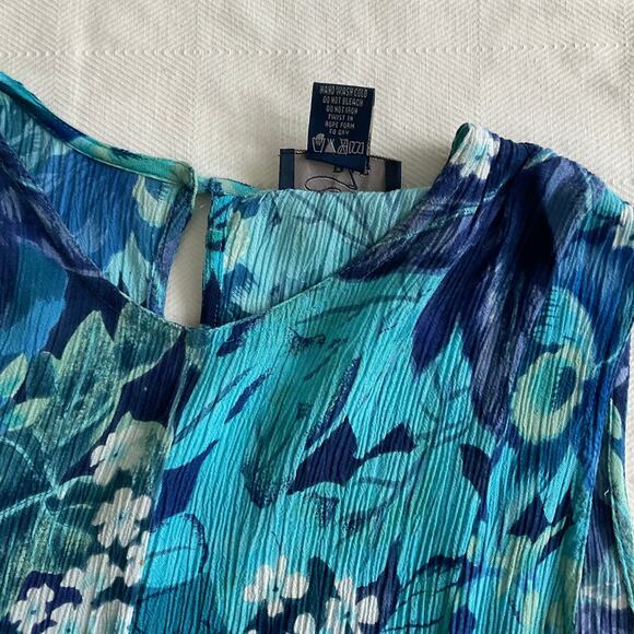 Vintage Rag Tropical Floral Blue Tie Back Dress - Picture 5 of 10